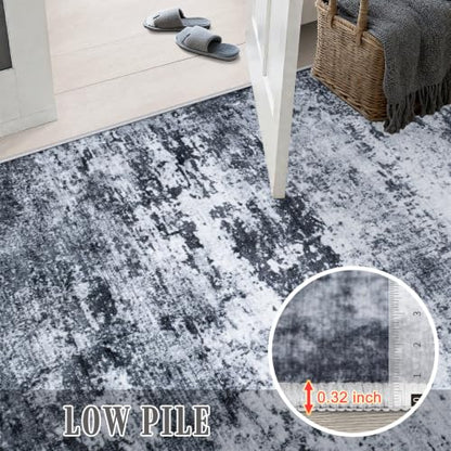 Area Rug Living Room: 3x5 Modern Washable Indoor Carpet Black - color: Black, size: 3' x 5' (Rectangular)