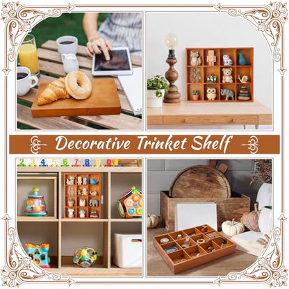 Yookeer 2 Pcs 12-Slot Wood Sorting Tray Grid Display Cabinet