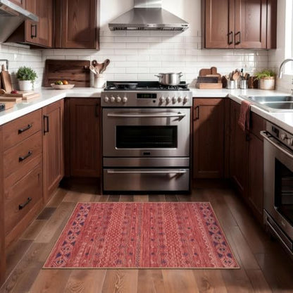 SERISSA 2x3 Washable Non-Slip Boho Area Rugs for Entryway - color: Red Ochre/Multi, size: 2' x 3' (Rectangular)
