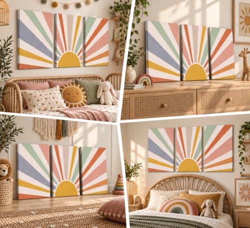 HLEOXPY 3 Pieces Nursery Boho Canvas Wall Art 12x16in - color: boho-Canvas, size: 12x16in
