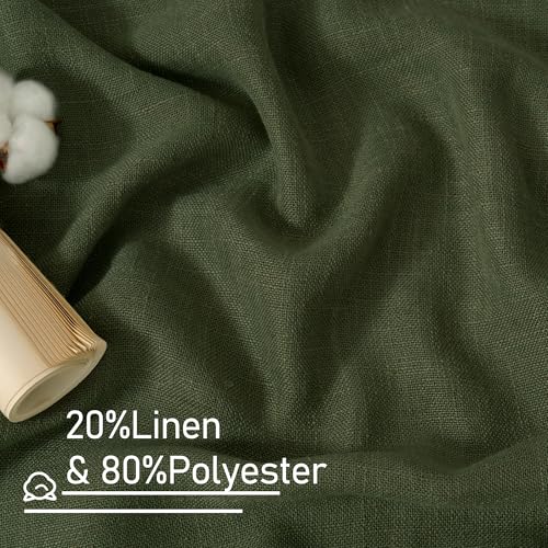 LAMIT Small Linen Curtains 30 Inch Length for Half Windows 2 Panels - color: Olive Green, size: 34"W x 30"L (Pack of 2)