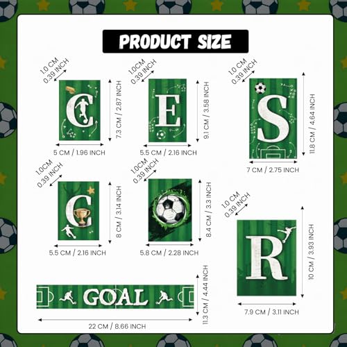 Smile Soccer GOAL Wooden Block Decor Set, 7-Piece Field Vertical Blocks Tiered Tray Tabletop Signs for Game Day & Sports Party Decorations - style: Soccer
