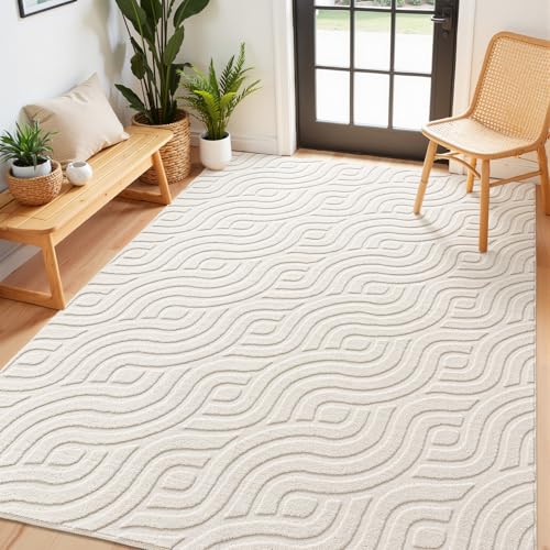 SHACOS 6x9 Soft Area Rugs Fluffy Carpet for Bedroom Living Room Beige - size: 6×9