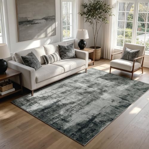 Washable Rugs 5x7 Area Rugs for Living Room,Bedroom,Dining Room,Nursery - color: Gray-black-white, size: 5' x 7' (Rectangular)