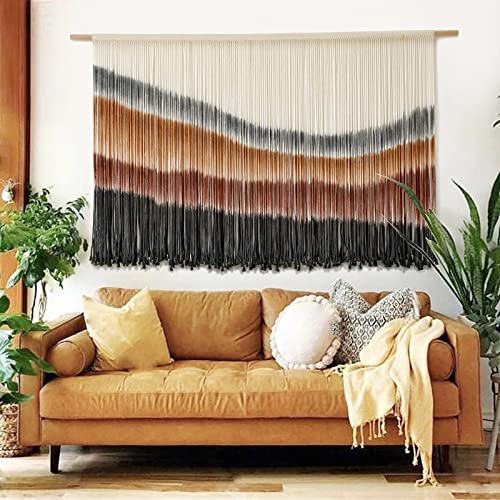 Macrame Wall Hanging Boho Wall Decor Large-Scale Tie-Dye Tapestry 57"W*35"L - color: Coffee