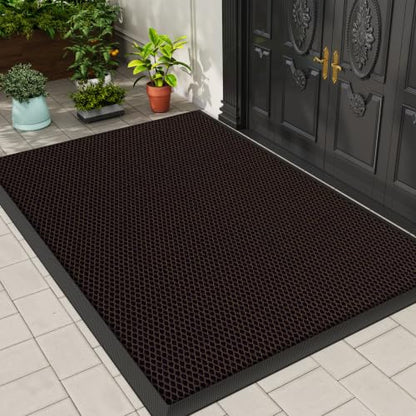 Front Door Mat Outside Entrance Entry Welcome Mat 36"x60" Brown Large 3x5ft - color: Brown, size: 36"x60"
