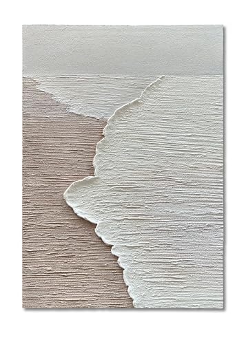 NANKAI Art Hand-Painted White and Brownish-Yellow Abstract Art Paintings, Modern Minimalist Oil Paintings, Home Wall Decoration Art 40x28 inches - color: Nkhb325