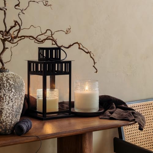White Dotted Glass Real Wax Flameless Battery-Operated LED Pillar Candles - color: White