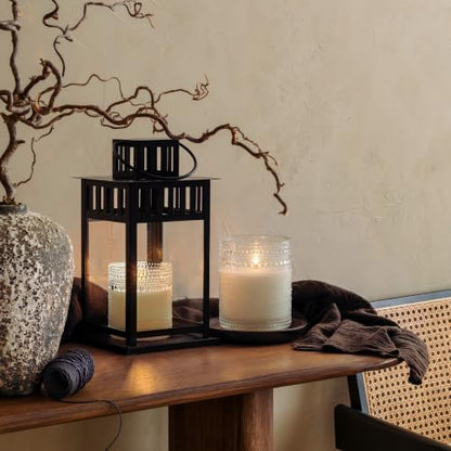 White Dotted Glass Real Wax Flameless Battery-Operated LED Pillar Candles - color: White