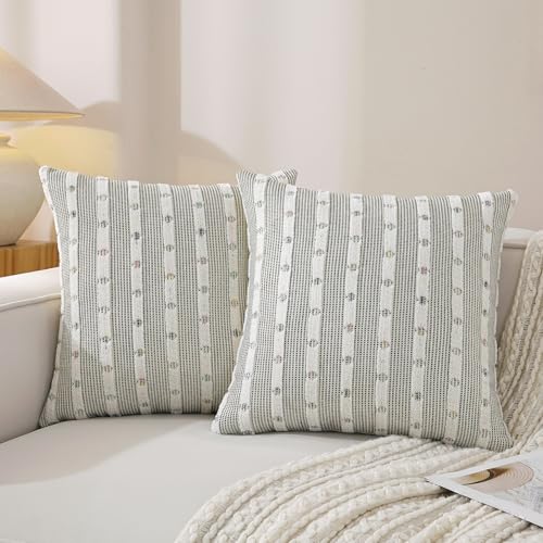 Boho Tufted Chenille Throw Pillow Covers 20x20 Inch Set of 2, Black - color: Black, size: 20" x 20" (Pack of 2)