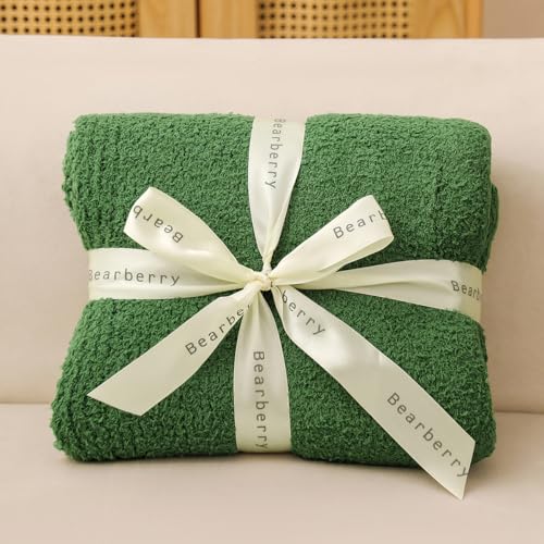 bearberry Knit Throw Blanket 53x71 Green Super Soft Plush for Couch - color: Avocado Green, size: Throw XL(53″x71″)