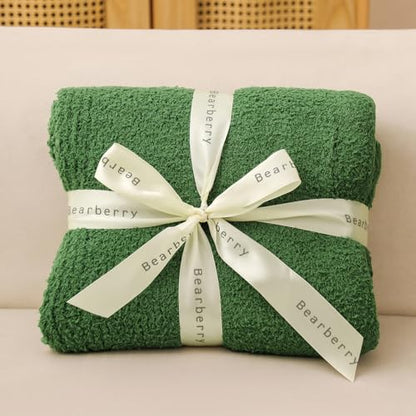bearberry Knit Throw Blanket 53x71 Green Super Soft Plush for Couch - color: Avocado Green, size: Throw XL(53″x71″)