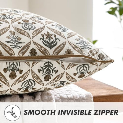 MIULEE Fall Floral Throw Pillow Covers 20x20 Set of 2, Brown - color: Brown, size: 20" x 20" (Pack of 2)