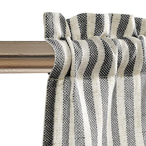 jinchan Linen Boxter Stripe Valances for Window 16 inch,Black,1 Panel - color: Boxter Stripe | Black on Linen, size: 50"W x 16"L (Pack of 1)