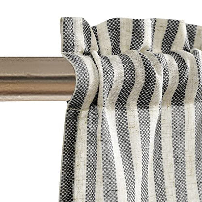jinchan Linen Boxter Stripe Valances for Window 16 inch,Black,1 Panel - color: Boxter Stripe | Black on Linen, size: 50"W x 16"L (Pack of 1)