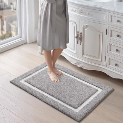 LUMI Bathroom Rug, Non Slip Absorbent Bath Mat, Light Grey, 20"x32" - color: Light Grey, size: 20"x32"
