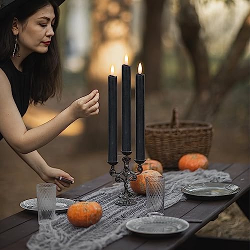 GenSwin Flameless Taper Candles LED Battery Operated Remote Timer Black - color: Black