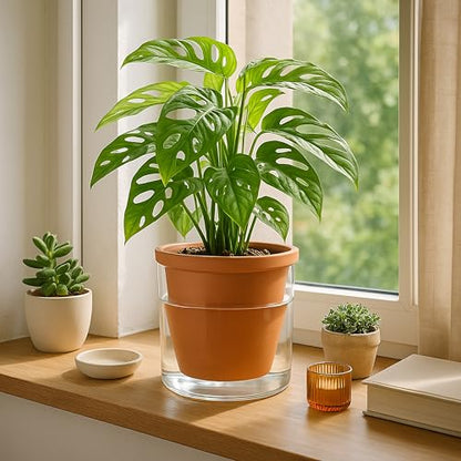 D'vine Dev Self Watering Terracotta Planter Pot, 6 in, 37-X-B-1 - color: Terracotta, size: 6 Inch