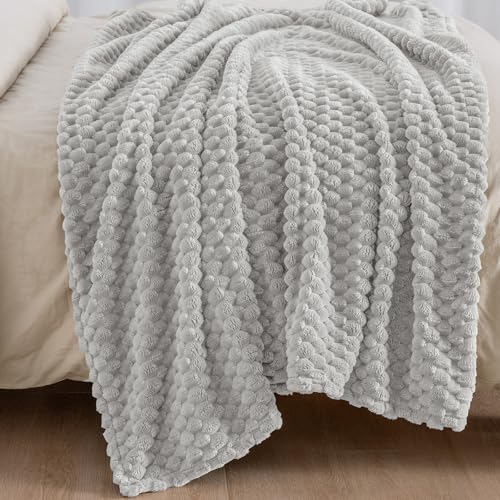 PHF Soft Cozy Fleece Blanket Twin, 340GSM Lightweight Warmth, Light Grey - color: Light Grey, size: Twin(66"x90")