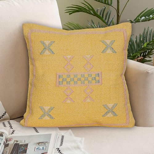 Indian Cotton Cushion Cover Sabra Kilim Pillow Cover Designer Decorative Sofa 18x18 Inche Handwoven Cushion Case for Farmhouse Home Decor Spring Decorative Pillow (Pattern 21) - color: Pattern 21
