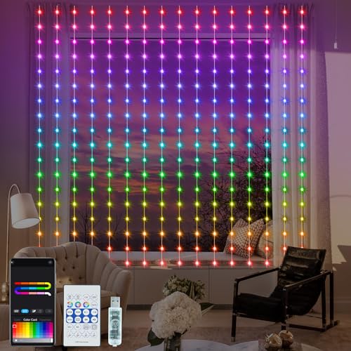 Smart Curtain Lights RGB 5050 Built in Chip with APP Remote Control - size: 8Ft x 6Ft