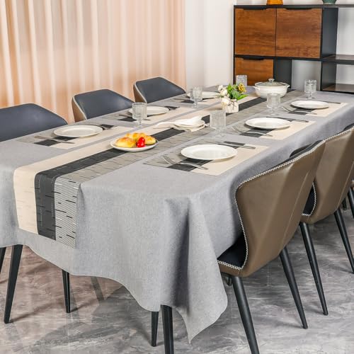 Placemats Set of 4, Vinyl Woven Heat-Resistant Place Mats - color: Beige Black, size: Set of 4