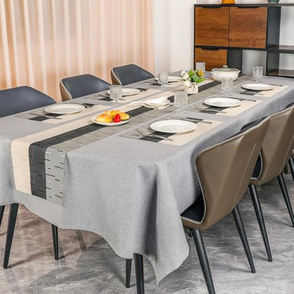 Placemats Set of 4, Vinyl Woven Heat-Resistant Place Mats - color: Beige Black, size: Set of 4