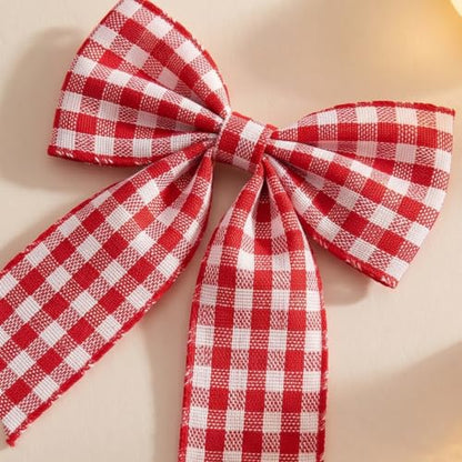 Flutesan 8 Ft Red Gingham Bow Garland Fabric Banner Farmhouse Decoration - color: Red, White, style: Gingham