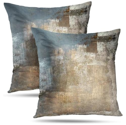 Throw Pillow Covers for Couch, 18x18 Inch, Set of 2, Beige Grey - color: Grey and Beige, size: 18" x 18" (Pack of 2)