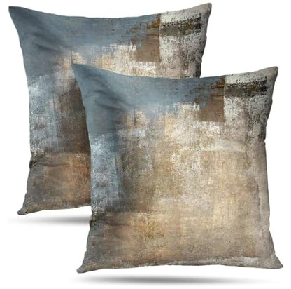Throw Pillow Covers for Couch, 18x18 Inch, Set of 2, Beige Grey - color: Grey and Beige, size: 18" x 18" (Pack of 2)