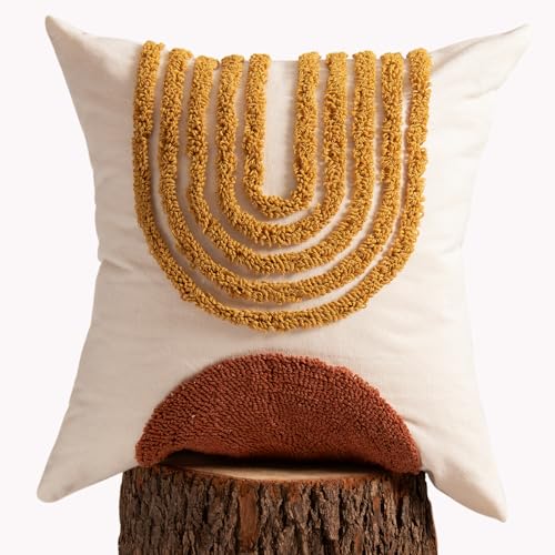 lifein 18x18 Pillow Covers-Throw Pillow Cover Tufted Boho Jacquard Pillow Covers Farmhouse Decorative Pillow Cover Pillow Cases for Gift Couch Sofa Bed Chair Living Room Home Decor - color: C-cr716(1 Pack Without Pillow Insert), size: 18" x 18" (Pack of 1
