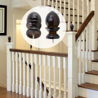 T Tulead Wooden Curtain Rod Finials, Brown, 4PCS - style: Brown, 1.41", 4PCS