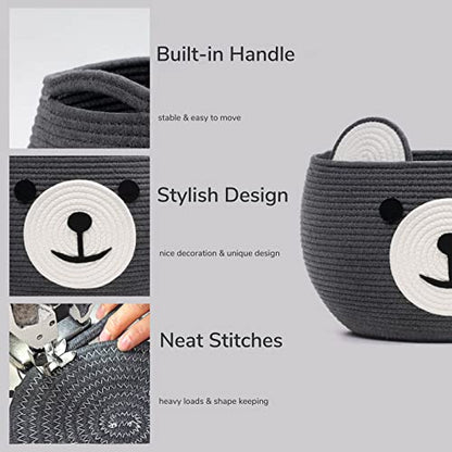 CherryNow Large Baby Basket for Gifts Empty, Cute Bear Design, Grey - color: Grey, size: 15.7"D x 10.5"H