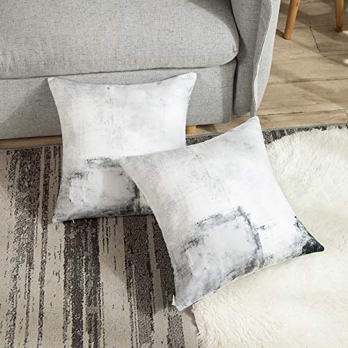 Britimes Throw Pillow Covers Set of 2, 18 x 18 Inch, White Grey - color: Black White, size: 18" x 18" (Pack of 2)