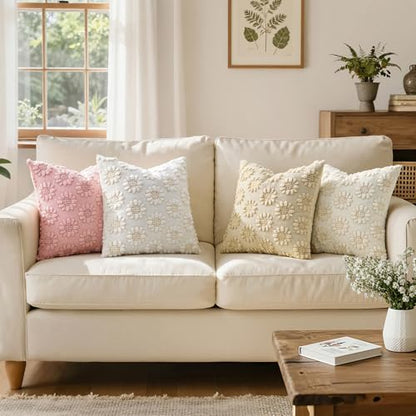 Spring Pillow Covers Sunflower 18x18 Set of 2 Cream White - color: Cream White, size: 18" x 18" (Pack of 2)