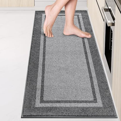 Kitchen Rugs 24" x 70", Non-Slip Runner Rugs, Light Grey & Dark Grey - color: Light Grey & Dark Grey, size: 24" X 70"