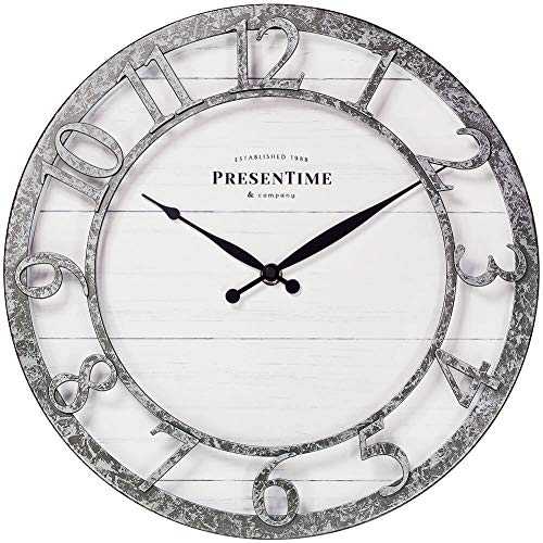 Presentime 13" Farmhouse Series Wall Clock - color: Galvanized Finish, size: 13 inch
