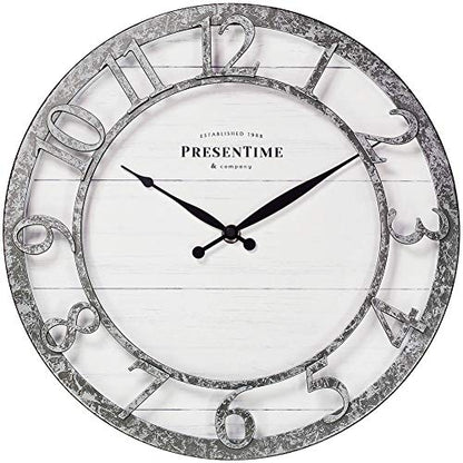Presentime 13" Farmhouse Series Wall Clock - color: Galvanized Finish, size: 13 inch