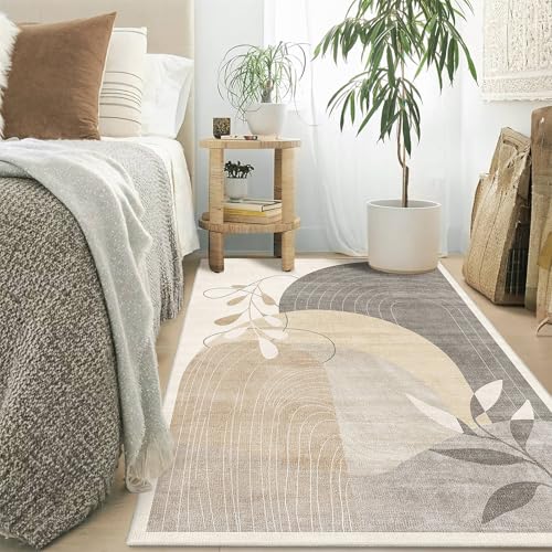 MUJOO 3x5 Rug Washable Area Rugs Low Pile Non Slip Mid Century Modern - color: Beige（modern）, size: 3' x 5' (Rectangular)