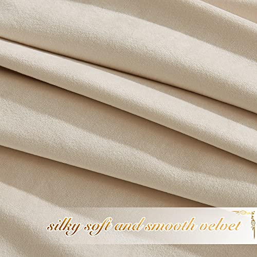 NICETOWN Beige Velvet Curtains 84 inch Long, 52" W x 84" L, 2 Panels - color: Beige, size: 52"W x 84"L (Pack of 2)