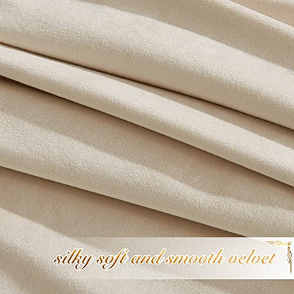 NICETOWN Beige Velvet Curtains 84 inch Long, 52" W x 84" L, 2 Panels - color: Beige, size: 52"W x 84"L (Pack of 2)