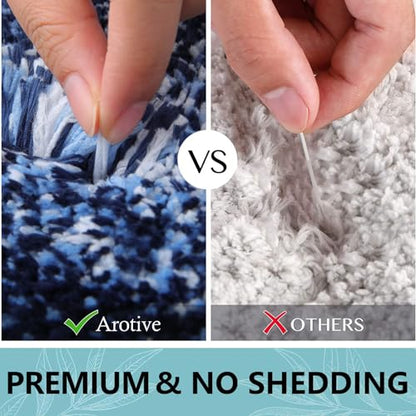 Arotive Microfiber Bathroom Rugs, Shaggy Soft Absorbent Bath Rug, 50x30 - color: Blue, size: 50" X 30"