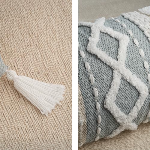 Decorative Boho Lumbar Pillow Cover 14x36 - Soft Textured Throw Pillow - color: Blue
