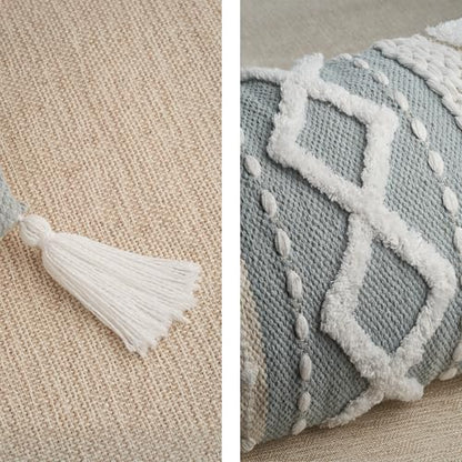 Decorative Boho Lumbar Pillow Cover 14x36 - Soft Textured Throw Pillow - color: Blue