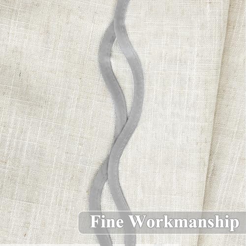 DriftAway Semi Sheer Scalloped Edge Linen Coastal Beach Window Curtains for Living Room Bedroom 2 Panels Rod Pocket Each Size 52 Inch by 72 Inch Gray - color: Linen Gray, size: 52"W x 72"L (Pack of 2)