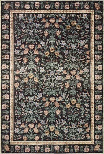 Loloi Rifle Paper Co Eden Mughal Garden Black 2'-6" x 9'-6" Runner Rug - color: Mughal Garden Black, size: 2'6" x 9'6" (Rectangular)