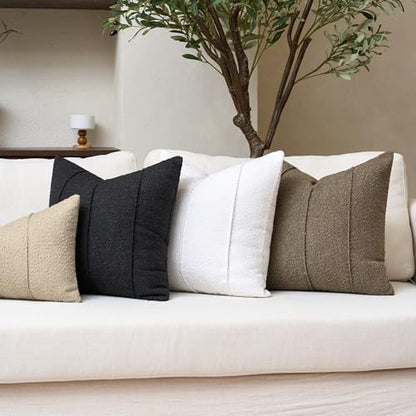 Textured Boucle Throw Pillow Covers 18x18 Inch Set of 2 Black - color: Black, size: 18" x 18" (Pack of 2)
