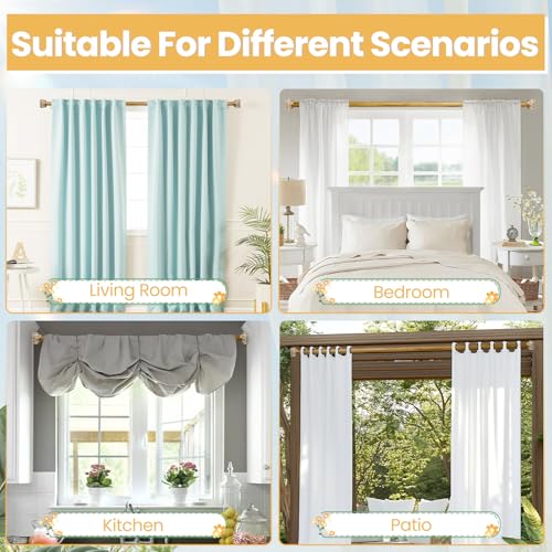Wood Curtain Rod 48-84 Inch Heavy Duty Boho Carved Finial - color: Wood, size: 48-84"