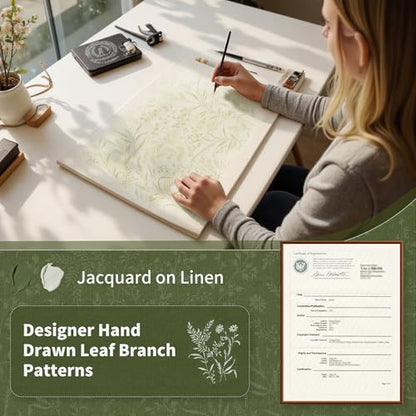 BGment Green Leaf Linen Curtains for Living Room 72 Inch Length 2 Panels - color: Green, size: 52"W x 72"L (Pack of 2)