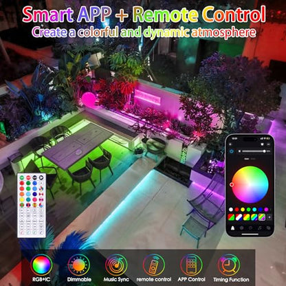 99ft LED Rope Lights for Outside Color Changing with APP & Remote - size: 99FT